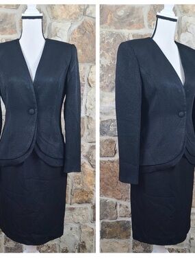 Christian Dior 2 Ribbed Skirt Suit Set Vintage